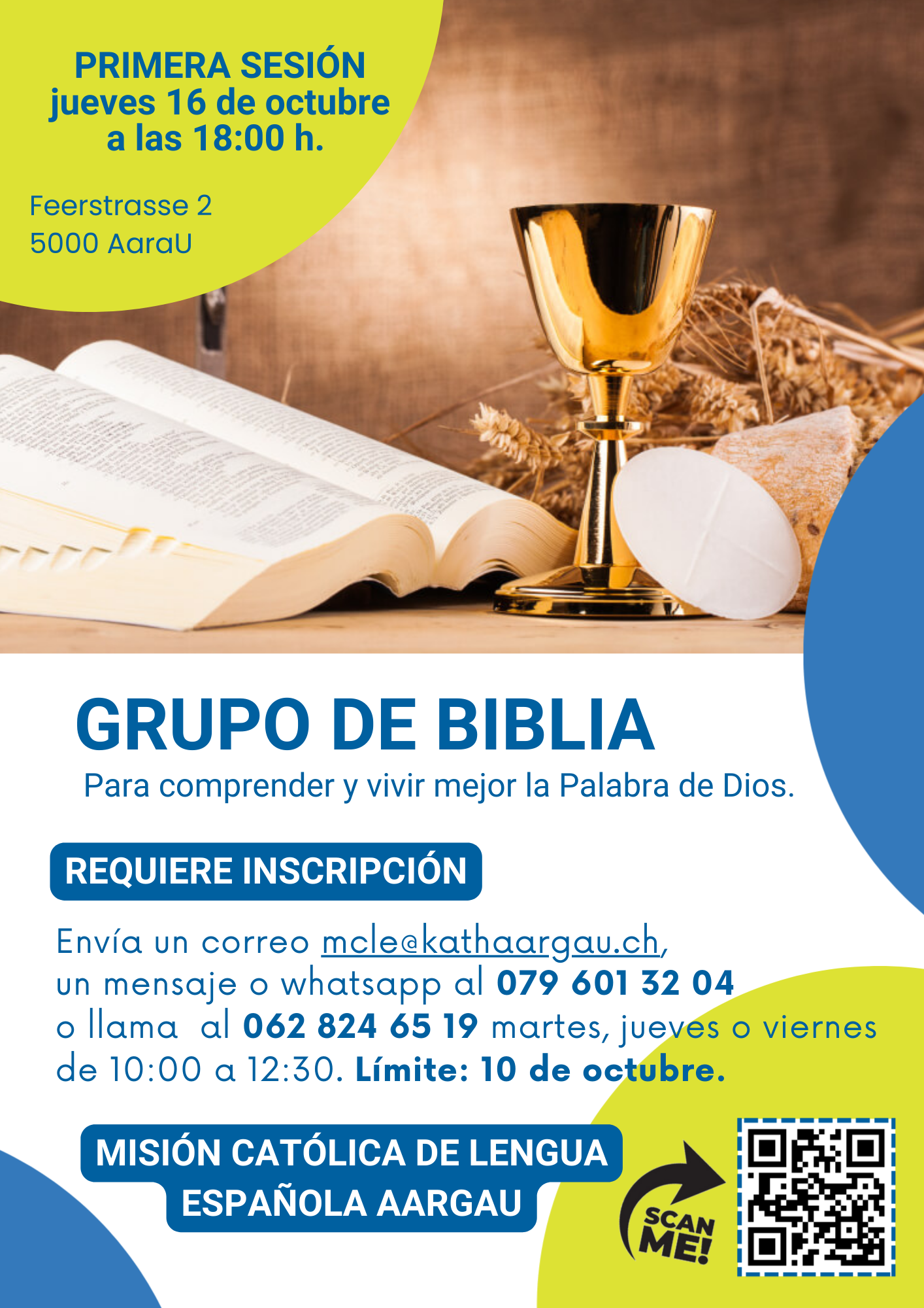 Esta abierta la inscripción para el grupo de Biblia de la Misión. En una reunión mensual nos acercaremos a conocer mejor a la Palabra de Dios acogiéndola en el corazón. Seguiremos una metodología participativa donde podamos compartir lo que vamos descubriendo. ESTAS INVITADO A PARTICIPAR.