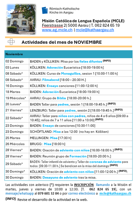 AGENDA NOVIEMBRE 2025
