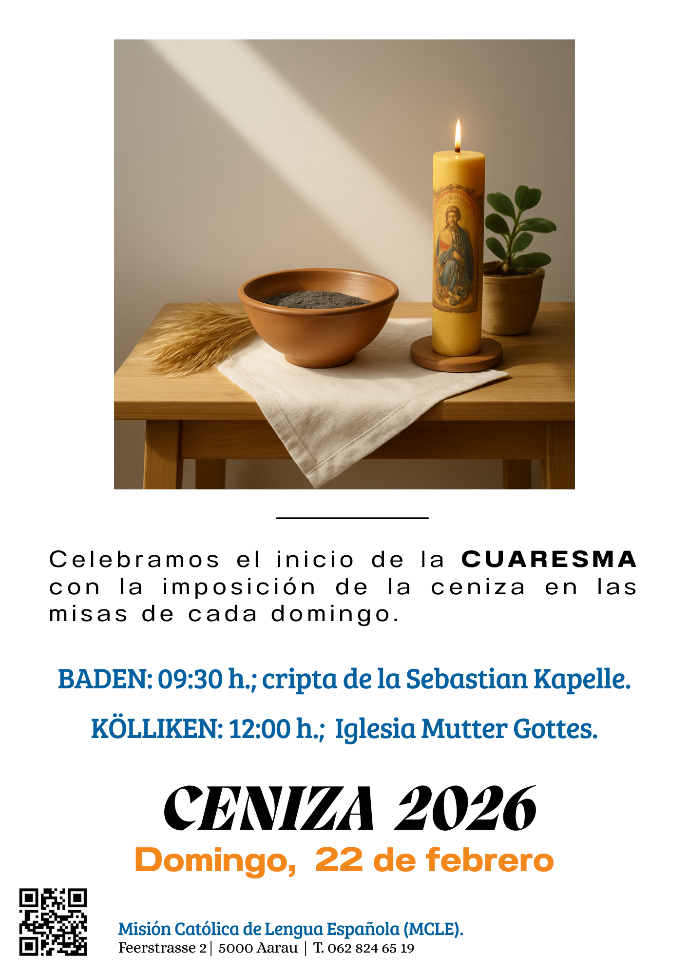 Black Cream Simple Christian Ash Wednesday Mass Flyer